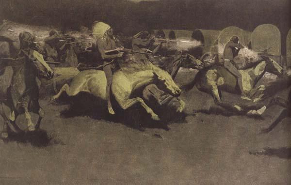 Frederic Remington A Night Attack on a Government Wagon Train (mk43) oil painting picture